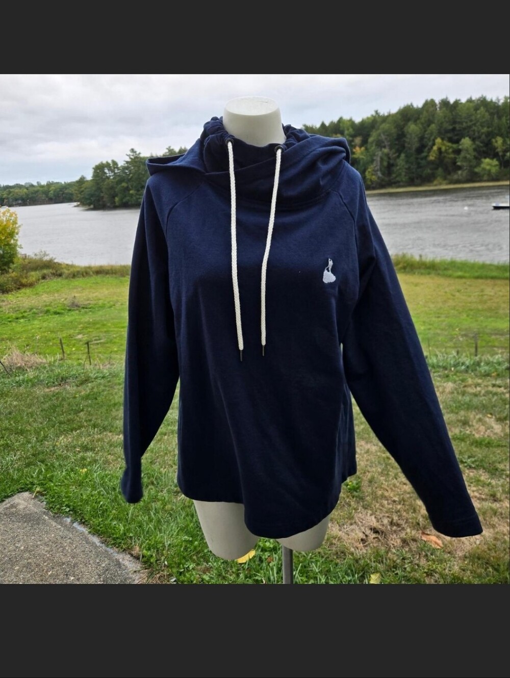 Charles River Navy Cowl Neck Hoodie Sweatshirt ⚓️